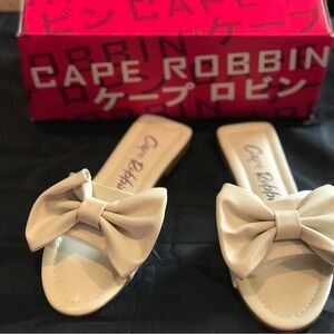Cape Robbin Cream Bow Slide Sandals for Women